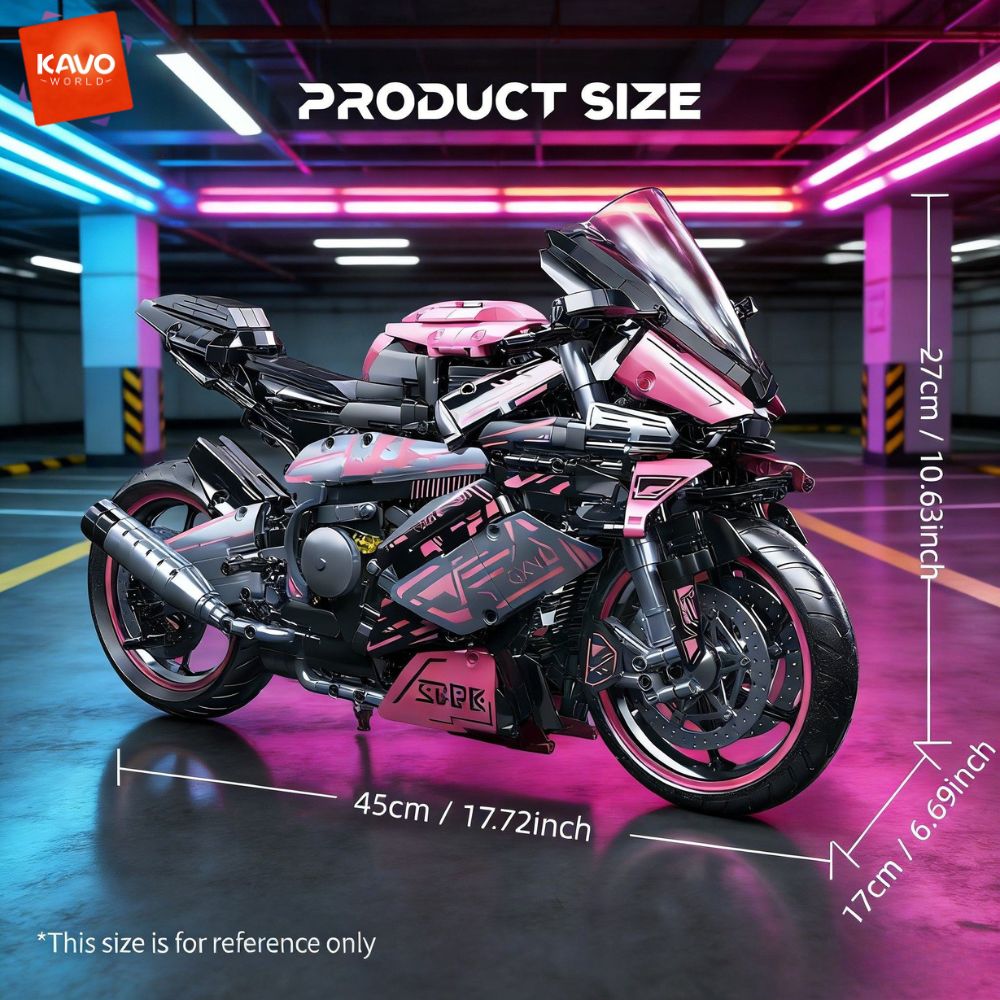 KAVOWORLD 2096PCS Pink Motorcy - огляд і ціна Model Kit In Era